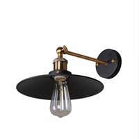 Đèn tường đơn thân mạ đồng + chụp đồng TU068.1 chao nông phi 260 đen, E27 x 01, KT(mm):